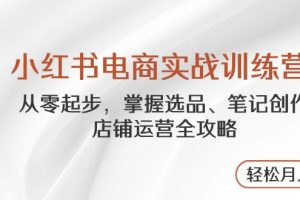 小红书电商实战训练营,从零起步,掌握选品、笔记创作、店铺运营全攻略…