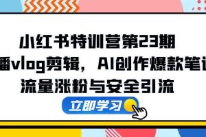 ，口播vlog剪辑，AI创作爆款笔记，流量涨粉与安全引流