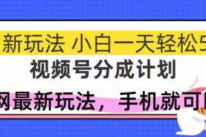 视频号分成计划，全网最暴力玩法，新手一天也能轻松500+