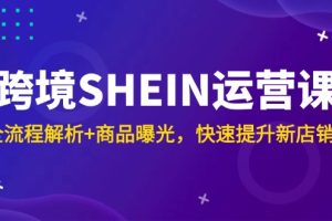跨境SHEIN运营课，全流程解析+商品曝光，快速提升新店销量