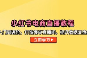 小红书电商直播教程，从入门到进阶，打造爆单直播间，提升数据复盘能力