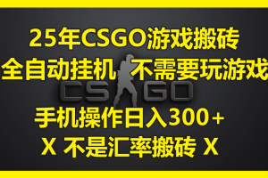 25年CSGO游戏搬砖，全自动挂机，不需要玩游戏，手机操作日入300+。(不…