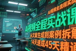 AI视频全流程实战课，从文案生成到案例拆解，14天速成45天精通