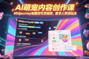 AI萌宠内容创作课，Midjourney制图到可灵视频，数字人带货玩法