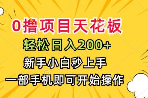 0撸项目天花板，日入200+，新手小白秒上手，一部手机即可操作