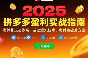 拼多多盈利实战指南，强付费玩法，活动爆流技术，微付费破局方案(更新7月)