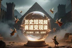 历史短视频赛道变现课，百集素材库应用，文案剪辑技巧，账号运营全案