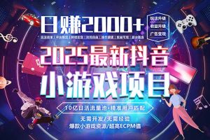 抖音小游戏,日赚2000+2025最火赛道