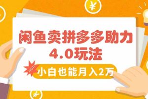 闲鱼卖拼多多助力项目4.0玩法，蓝海市场小白也能日入1000