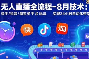 无人直播全流程-8月技术：快手/抖音/淘宝多平台玩法 实现24小时自动化带货