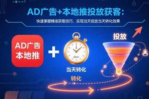 AD广告+本地推投放获客：快速掌握精准获客技巧，实现当天投放当天转化效果