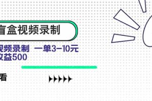 盲盒视频录制项目 简单录制视频 一单3-10元 单号收益500