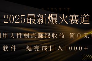 2025最新爆火赛道，利用人生弱点赚取收益，全程一键批量制作，小白轻松…