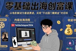 零基础出海创富课：以电影解说为垂直赛道，实现不出国门赚美金的目标