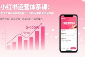 小红书运营体系课：通过大量实战案例拆解0-1000W爆款算法全攻略