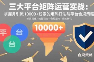 三大平台矩阵运营实战：掌握月引流10000+线索的矩阵打法与平台合规策略
