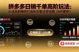 拼多多日销千单高阶玩法：从选品到爆款打造的完整运营链路（8月更新）