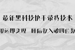 搬运即变现！最新黑科技快手带货Ai搬运技术，睡后收入破四位数
