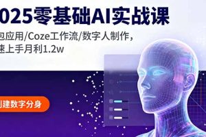 2025零基础AI实战课，豆包应用/Coze工作流/数字人制作，快速上手月利1.2w