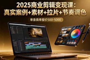 2025商业剪辑变现课：真实案例+素材+拉片+节奏调色，单条商单报价500-5000
