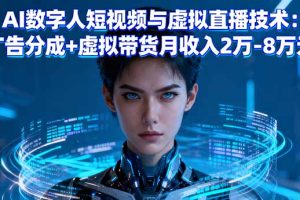 AI数字人短视频与虚拟直播技术：广告分成+虚拟带货月收入2万-8万元