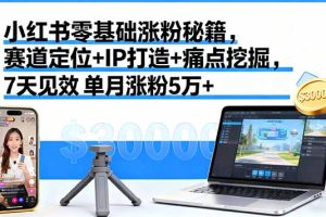 小红书零基础涨粉秘籍，赛道定位+IP打造+痛点挖掘，7天见效 单月涨粉5万+