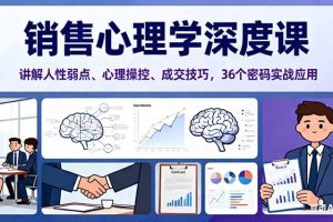 销售心理学深度课,讲解人性弱点、心理操控、成交技巧,36个密码实战应用