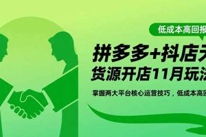 拼多多+抖店无货源开店11月玩法:掌握两大平台核心运营技巧,低成本高回报