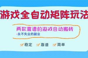 游戏全自动矩阵玩法，日入1000+，永不失业的副业！