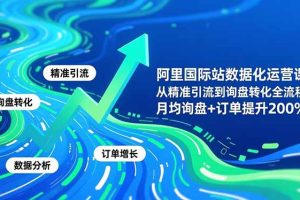 阿里国际站数据化运营课-11月，从精准引流到询盘转化全流程，月均询盘+订单提升200%