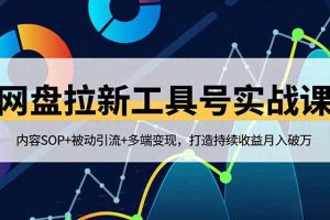 网盘拉新工具号实战课，内容SOP+被动引流+多端变现，打造持续收益月入破万