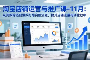 淘宝店铺运营与推广课-11月：从测款筛选到爆款打爆完整流程，提升店铺流量与转化效率