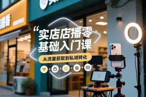 实体店播零基础入门课，实体店+短视频+直播+微信生态+私域社群，从流量获取到私域转化