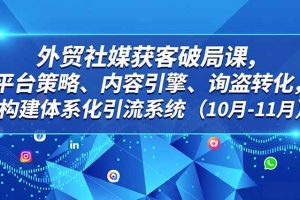 外贸 社媒获客破局课,平台策略、内容引擎、询盘转化,构建体系化引流系统(10月-11月)